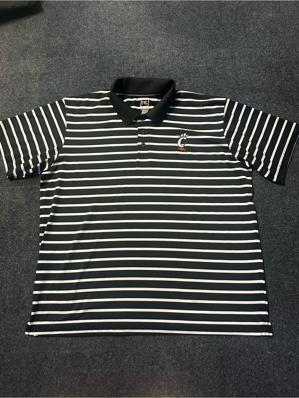 Pro Edge Black and White Striped Polo